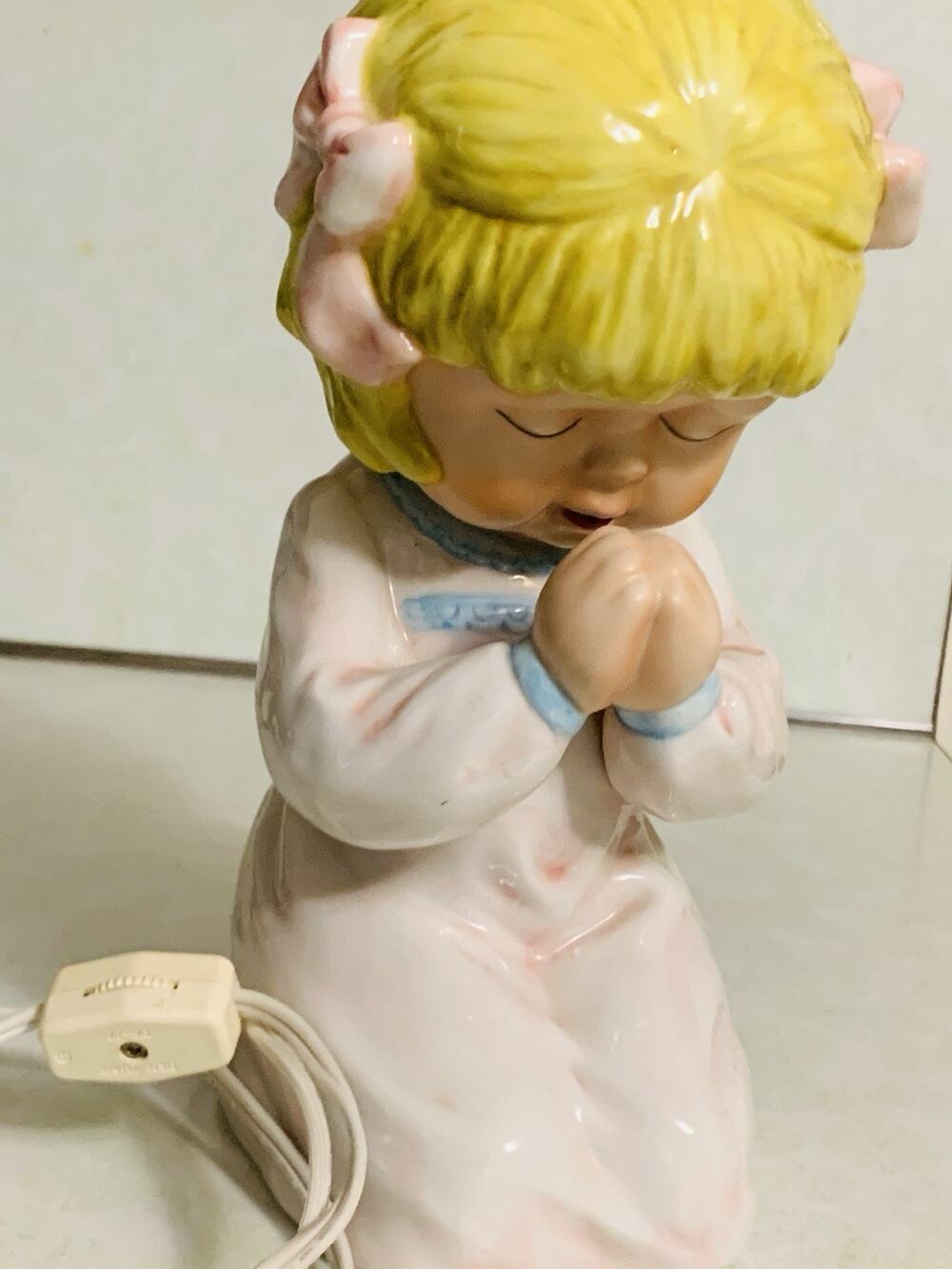 About Face Designs Vintage Praying Girl Ceramic 12" Plug-In Night Light #18605